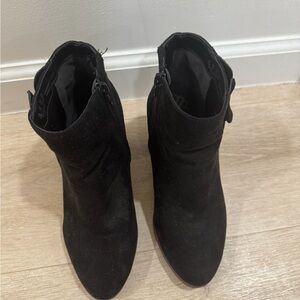 Elegant Suede Black Ankle Booties